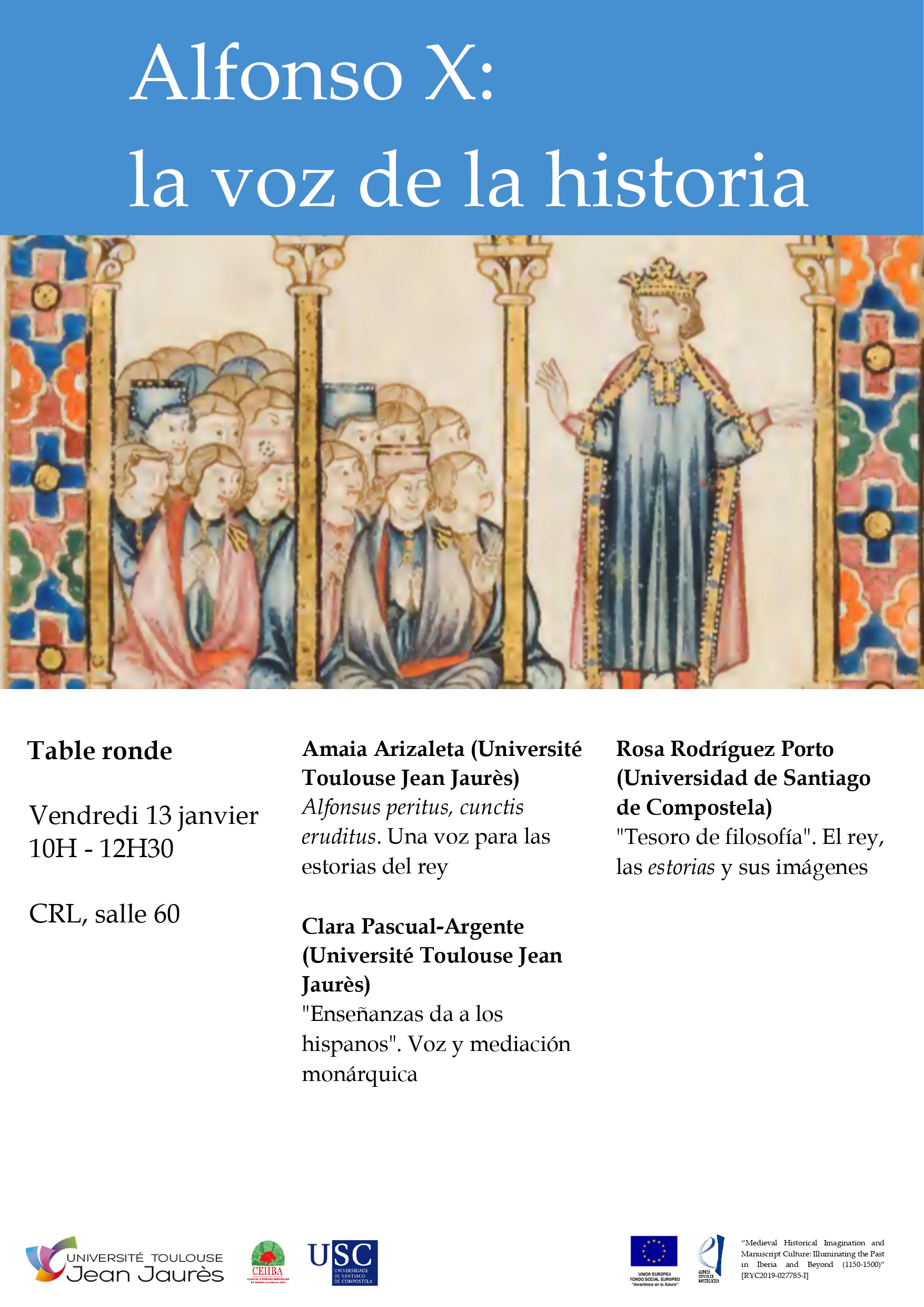 Affiche Table Ronde Alfonso X 13/01/23