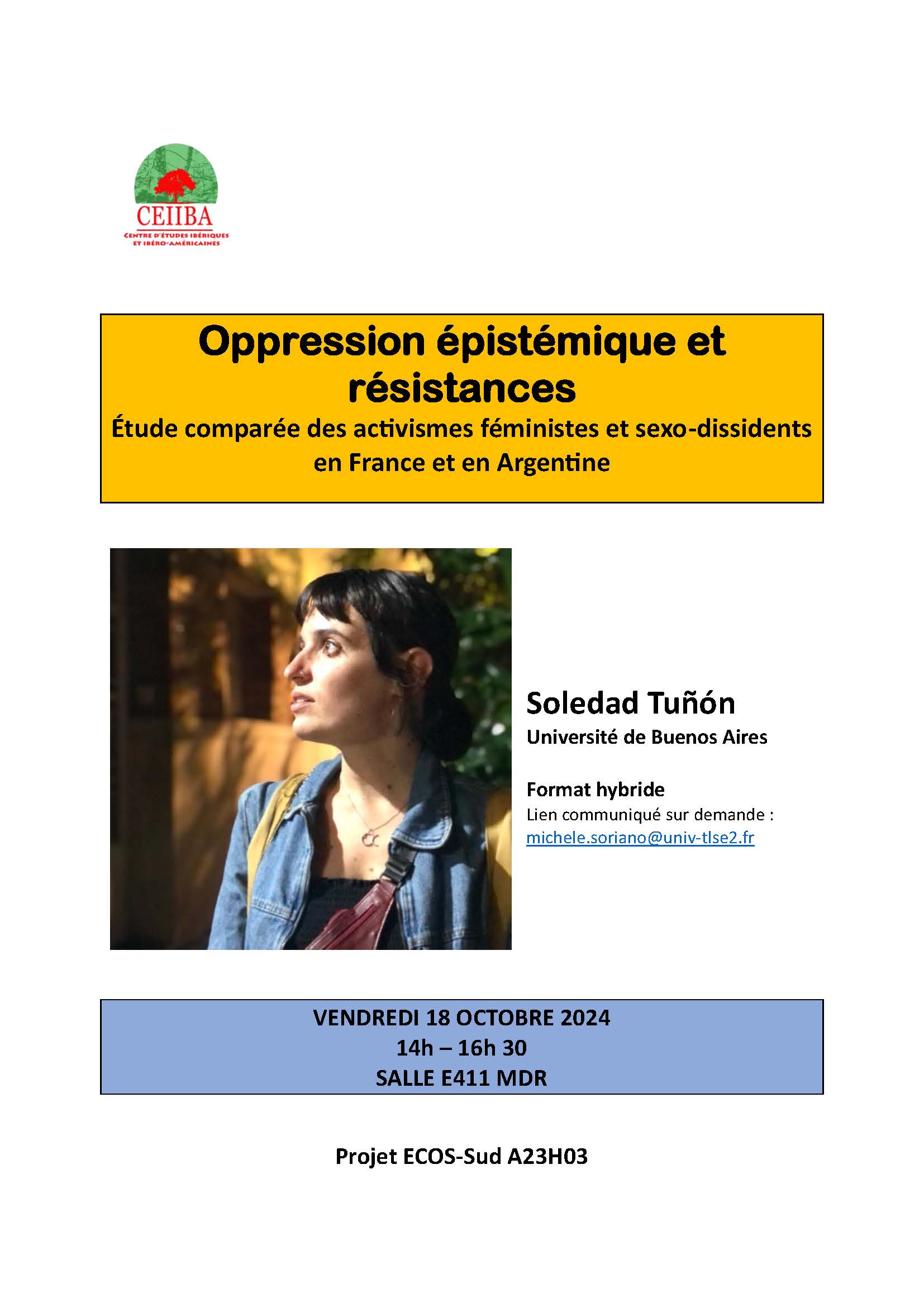 Affiche séminaire Oppression épistémique Soriano 18.10.24